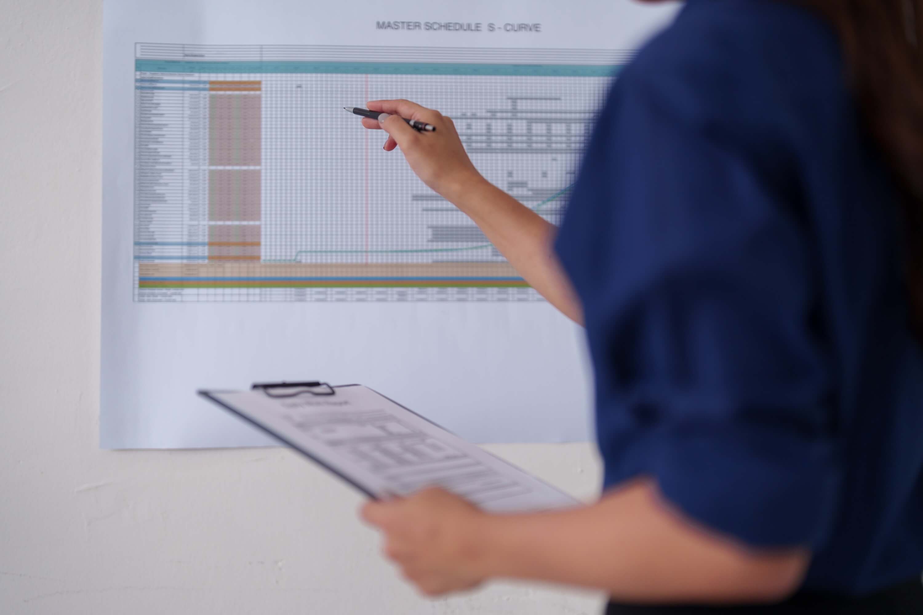 South African manager reviewing workforce scheduling and forecasting data on computer dashboard